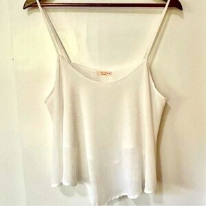 Nine Bird| Boutique Flowy Loose White Camisole w/Spaghetti Straps Size L